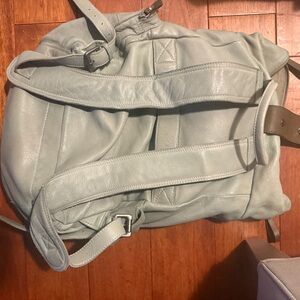 Light Blue Leather Backpack